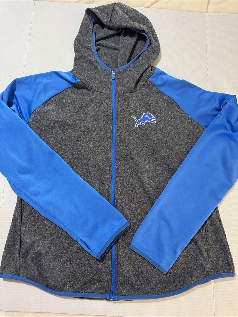 NFL Women’s Detroit Lions Gray and Blue Full-Zip Utility Jacket 205